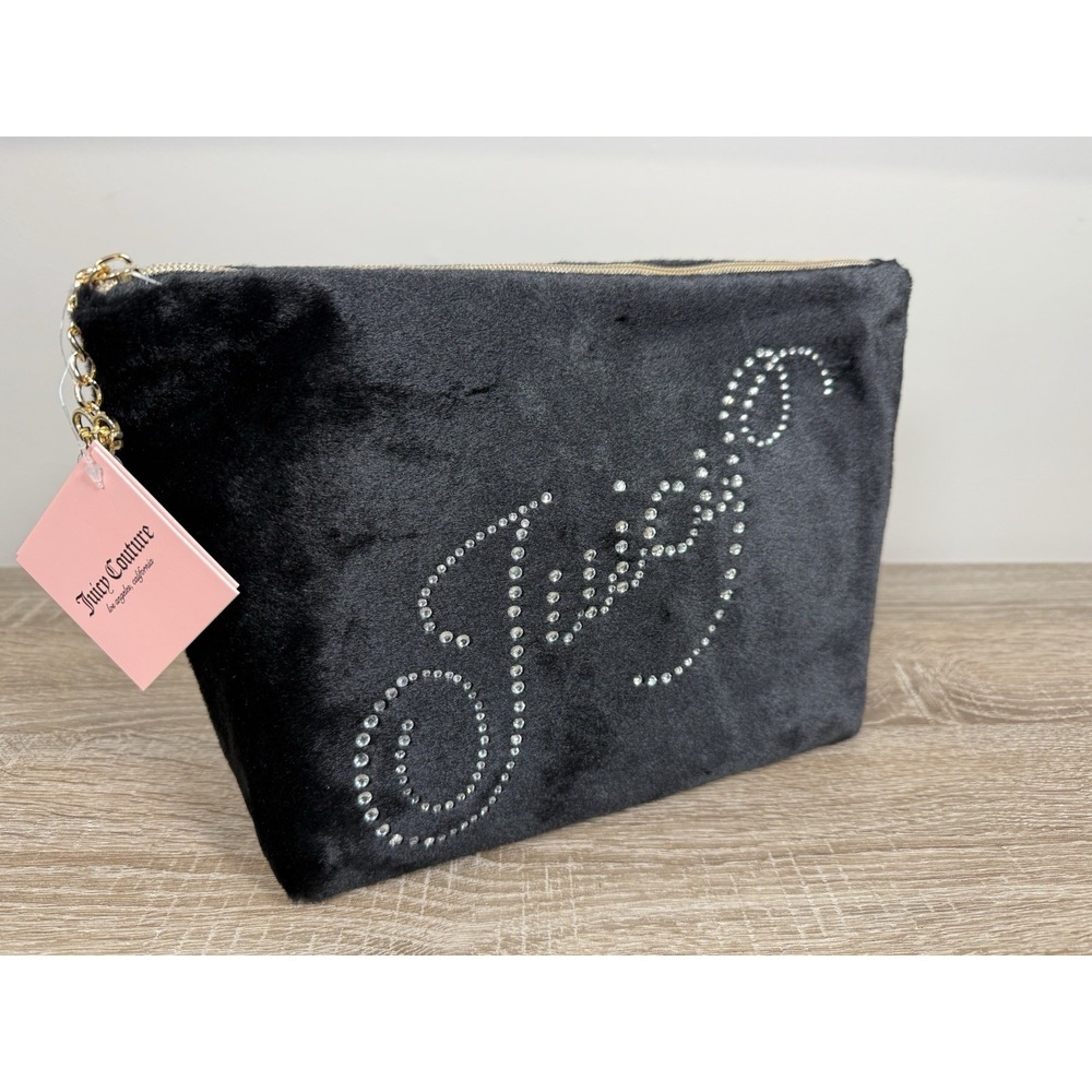Juicy Couture Travel Cosmetic Bag Terry Velour w 1 Toiletry Bottle 12X8X4